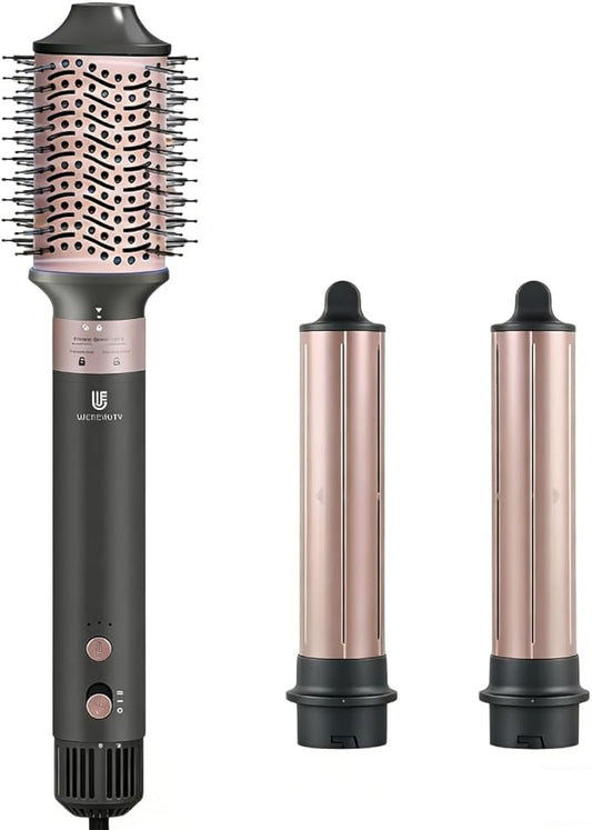 Webeauty Hot Air Styler, Blow Dryer Brush, Auto Hair Wrap Curling Irons Hot Air Brush Negative Ionic Airflow Hair Curlers, Multi Styler for Volumizing, Straight, Wavy, Curly Hair, Black