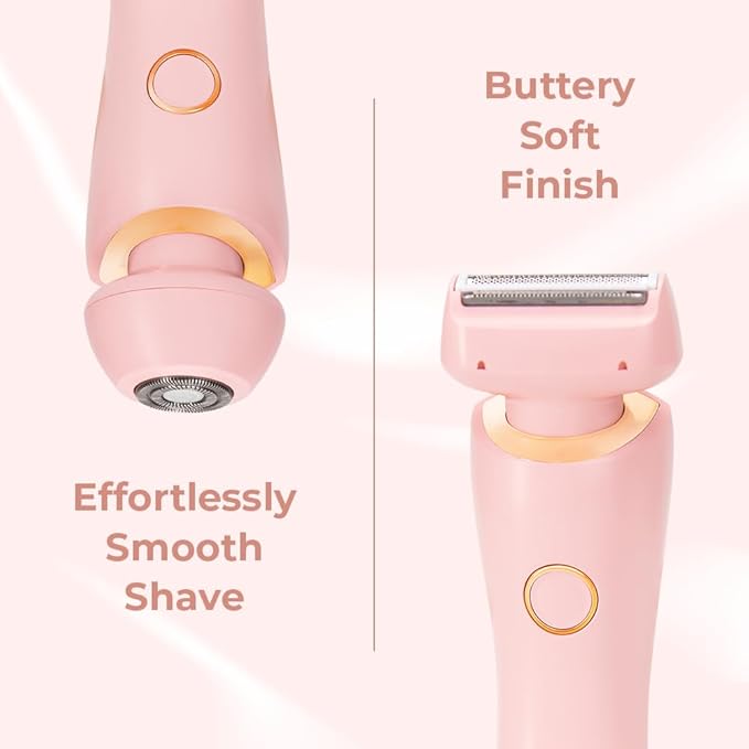 Women Intimate Shaver, Body Groomer Dual Head Bikini Trimmer 2 in 1 Electric Razors Cordless Dry/Wet Use for Pubic Hair, Armpit, Facial Hair Painless Removal Waterproof Rechargeable, for Underarm Leg