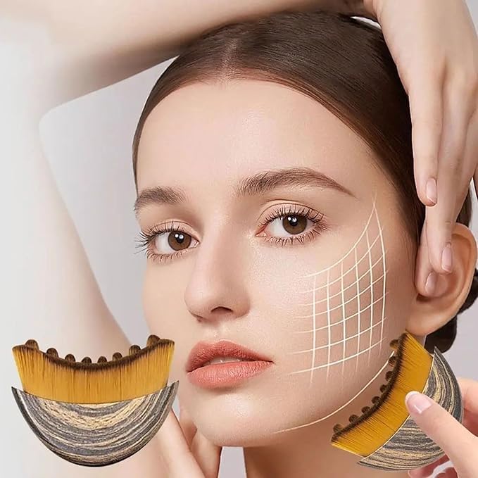 2PCS Lymphatic Contour Face Brush for Drainage, Gua Sha Facial Massage Tool for Sculpting