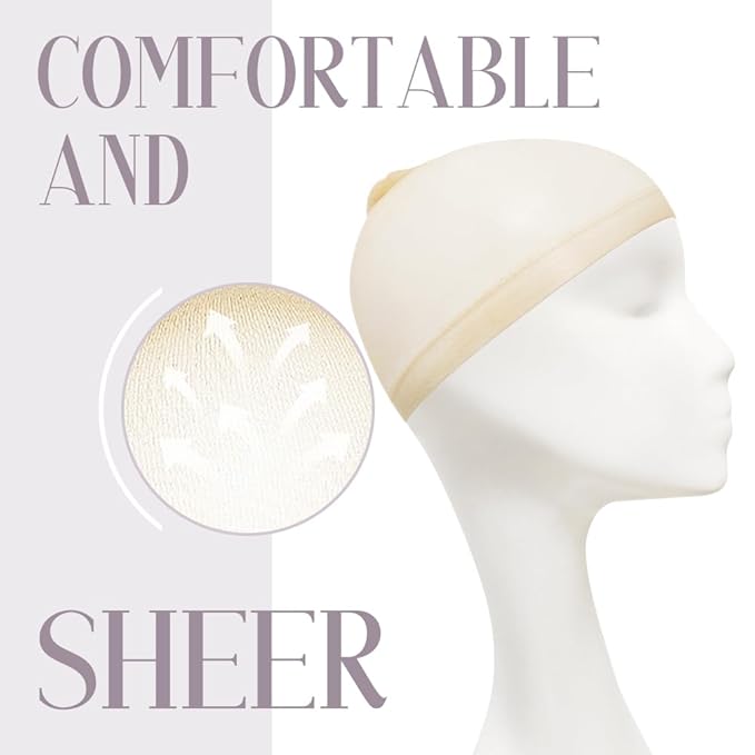 HD Wig Cap for Women, Transparent Bald Cap for Lace Front Wigs, Beige 24 PCS