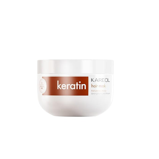 Keratin Hair Mask, Professional Strengthening Treatment with D-Panthenol and Collagen, Repairs Damaged Hair (10.5 fl oz, Keratin)