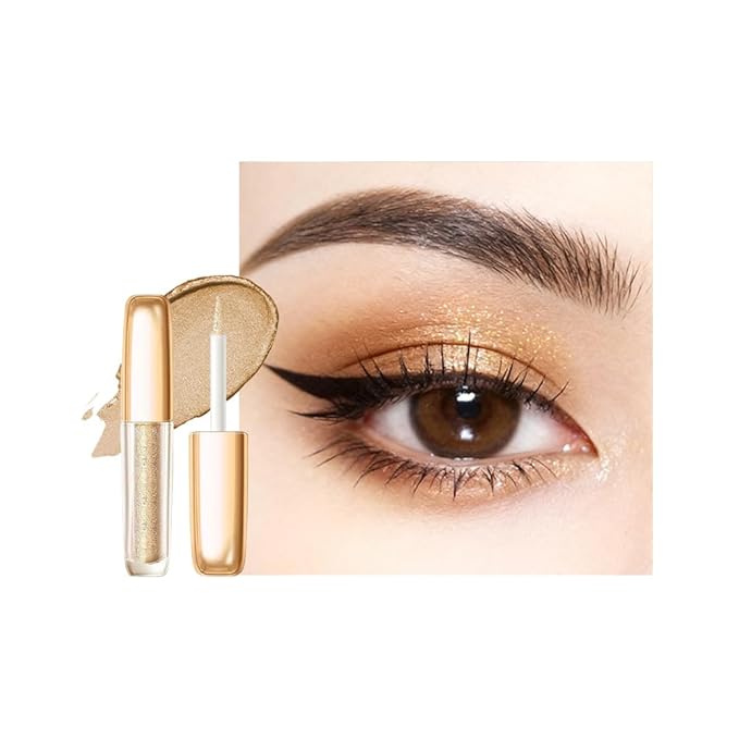 Liquid Glitter Eyeshadow Set, Korean Shimmer Eye Makeup, Waterproof Powder Formula, Quick-Drying, Long Lasting, 0.17 Oz (04#, 1PCS)