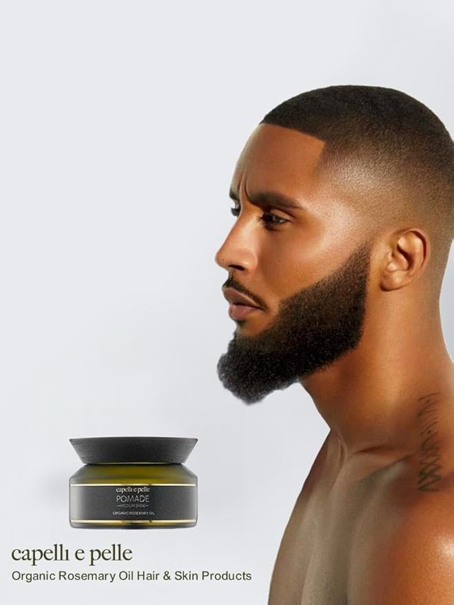 capelli e pelle POMADE, With Rosemary Oil -Medium Hold & Shine - Hair Pomade for Black Men & Women to define Waves, Dreadlocks & Braids - Rosemary Oil with Fragrance -Hair Growth & Scalp Care- 100ml
