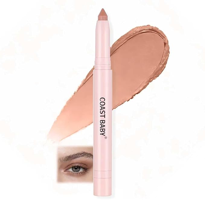 2in1 Cream Eye Shadow Brightener Sticks for Eyes, Neutral Highlighter High Pigmented Makeup with Blending Brush Built-in Sharpener, Long Lasting Eye Makeup sombras en crema para ojos #Clay