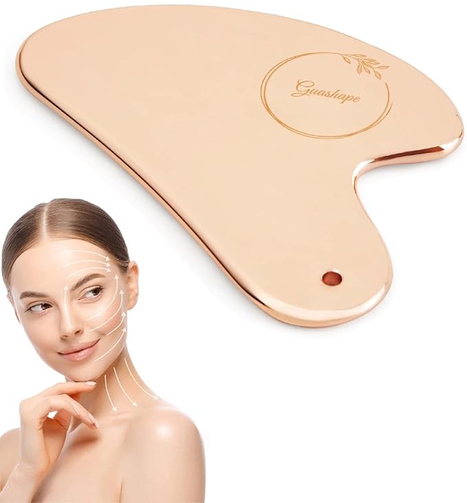 Stainless Steel Gua Sha Facial Tools | Guasha Tool for Face in Rose Gold for Sculpting, Shaping, Reduce Puffiness, Tension Relief