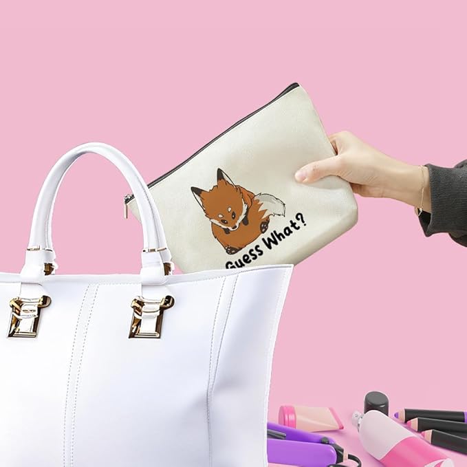 VICBOU Funny Fox Makeup Bag Fox Gifts for Girls Fox Supplies Accessories Cute Cosmetic Bag for Women Girls Animal Fox Lovers Sister Mom Best Friends Graduation Mothers Day Birthday Gifts