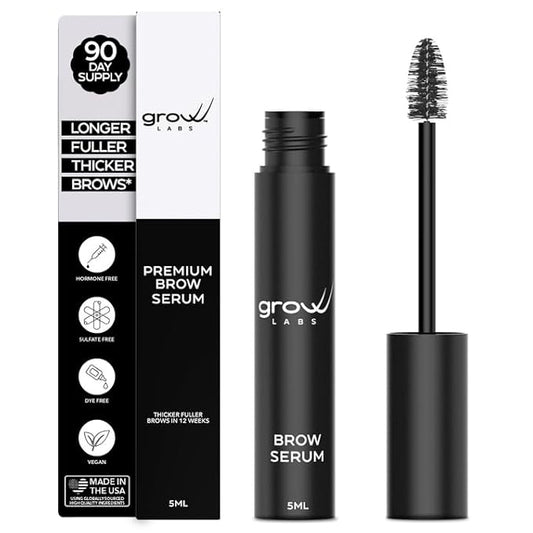 Grow Labs Eyebrow Growth Serum – with Biotin & Peptides – Regrow Eyebrow Hair – Nourishing Formula for Thicker, Fuller, Natural-Looking Brows – Vegan, Cruelty-Free – Made in USA – 5 ml