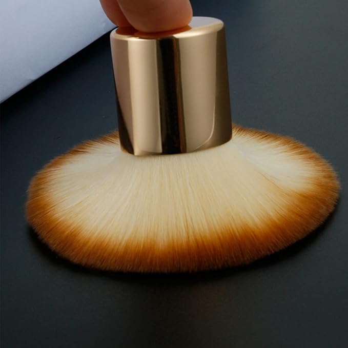 2 Pieces Kabuki Brushes Powder Brush Blush Brush Foundation Brush Bronzer Brush Face Blender Brush Mineral Blending Buffing Concealer Brush Multifunction Cosmetic Tools Portable Makeup Brush (Golden)