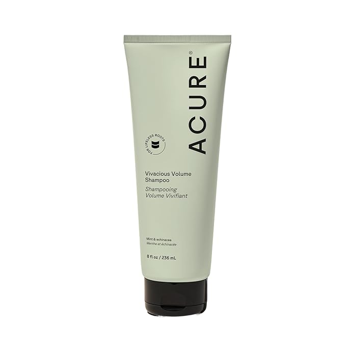 Acure Vivacious Volume Shampoo - Volumizing Shampoo for Fine Thin Hair, Add Body and Thicken Thinning Hair for Women & Men, Scalp Treatment with Mint, Sulfate & Paraben Free, Vegan - 8 fl oz