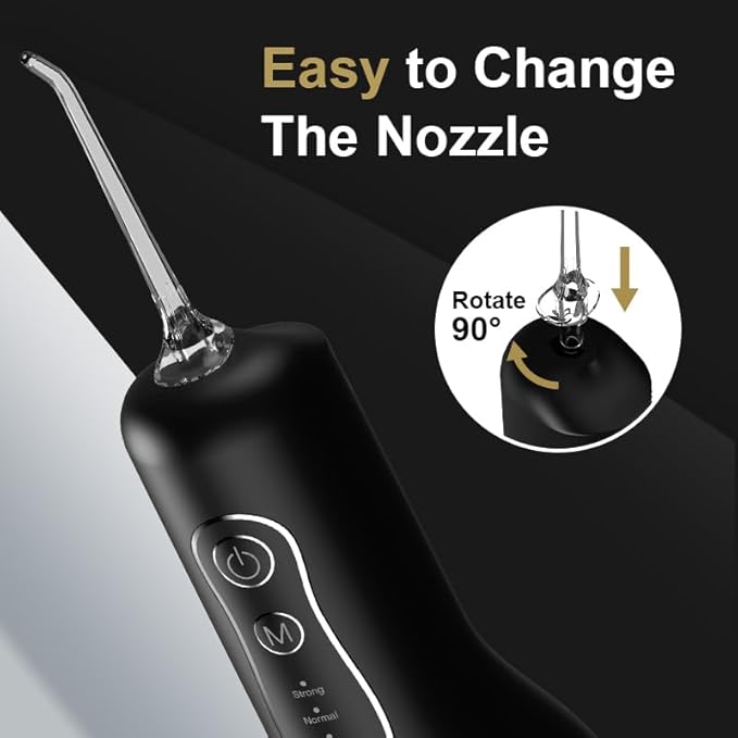 MAIDUOO Portable Water Flosser with 4 Modes & Nozzles, 260ml Leak-Proof Tank, IPX7 Waterproof, 30-Day Battery - Ideal for Family, Travel & Sensitive Gums,Black