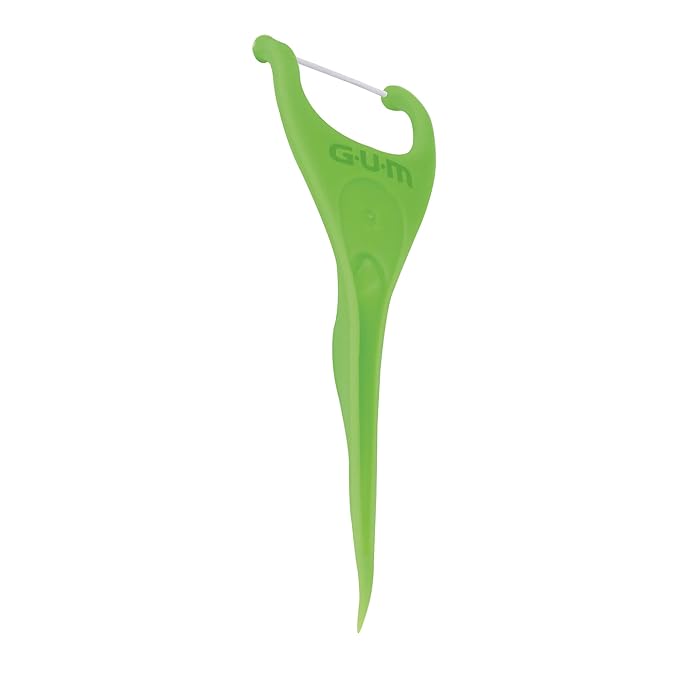 GUM Angled Floss Picks, Perfect for Tight Teeth, Extra Strong Shred-Resistant Dental Floss, Angled for Easy Reach, Dental Flossers for Adults, Fresh Mint Flavor, 75 Count