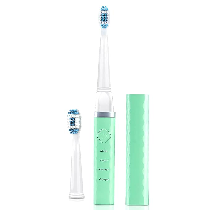 Pop Sonic USB Charge Anywhere Toothbrush(Green) - Rechargeable Toothbrush w/Up to 40,000 Brush Strokes/Minute-Long-Lasting Dupont Nylon Bristles -Teens & Adult with Quadrant Pacer & Timer