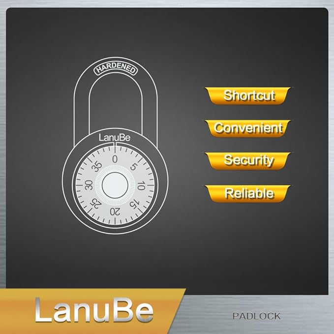 LanuBe Lock Standard Dial Combination Lock, 2 in. Wide, with Different Combinations, Black Turnplate, Pack of 16; Lock for School, Employee, Gym & Sports Locker, Case, Toolbox, and so on