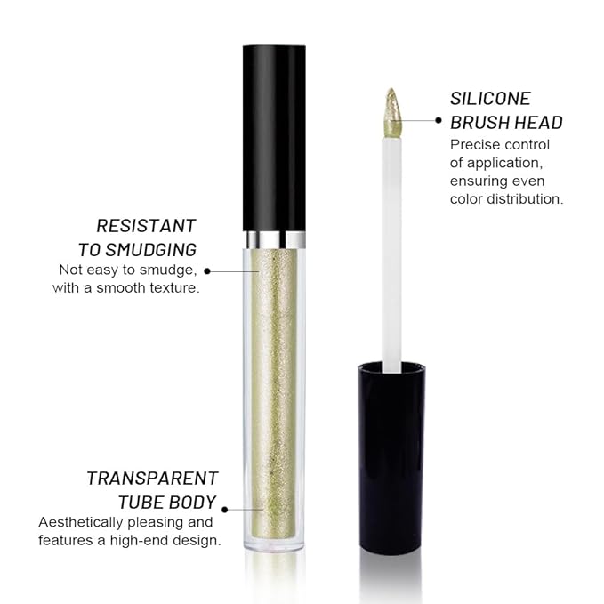 SUAKE Liquid Sparkling Glitter Eyeshadow Stick Pack - High Pigment Shimmer Metallic Eye Shadow, Long-Lasting, White Blue Black Gold Purple Bold Colors,Quicking-Dry (2#-Green, Pack of 1)