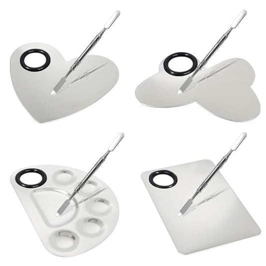 4 Pack Makeup Mixing Palette with Spatula, Stainless