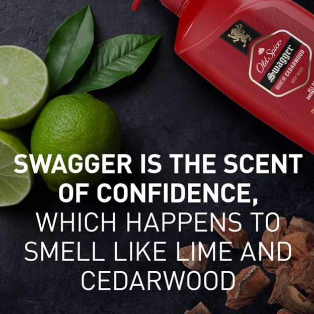 Old Spice Refreshing Body Wash for Men, 3X Defense, 24/7 Shower Fresh with Long Lasting Scent, Red Collection, Swagger with Cedarwood Scent, 24 oz (Pack of 4)