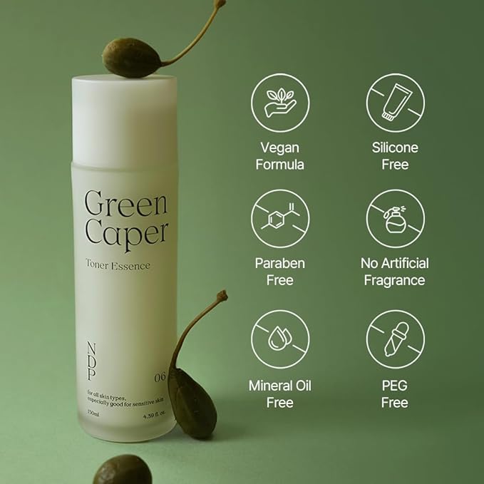 NATURAL DERMA PROJECT NDP Green Caper Milky Toner Essence - Hydrating Korean Toner for Face, Deep Moisture for Sensitive and Dry Skin, Panthenol, Madecassoside (4.39 Fl oz / 130ml)