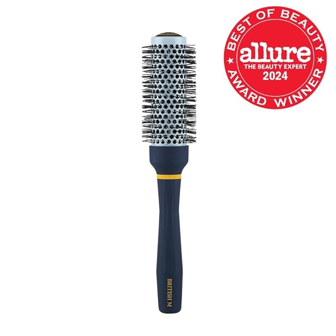 Curling Ceramic Brush Round 33mm – Non-Electric Blowout Brush, Anti-Frizz Styling for a Smooth Salon Look – Ideal for All Hair Types