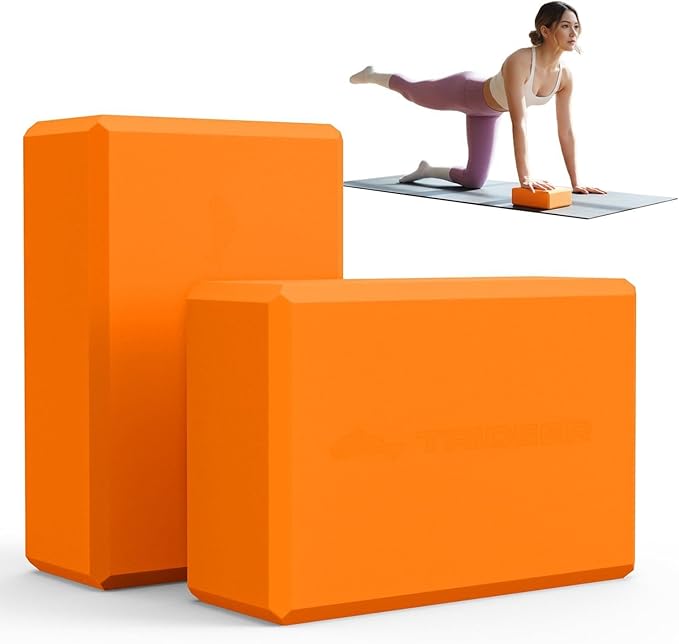 Trideer Yoga Blocks 2 Pack, Soft Non-Slip Foam Blocks with Beveled Edges for Alignment and Stretching in Yoga, Pilates, and Dance - Supportive, Lightweight, Odor Resistant, Latex-Free