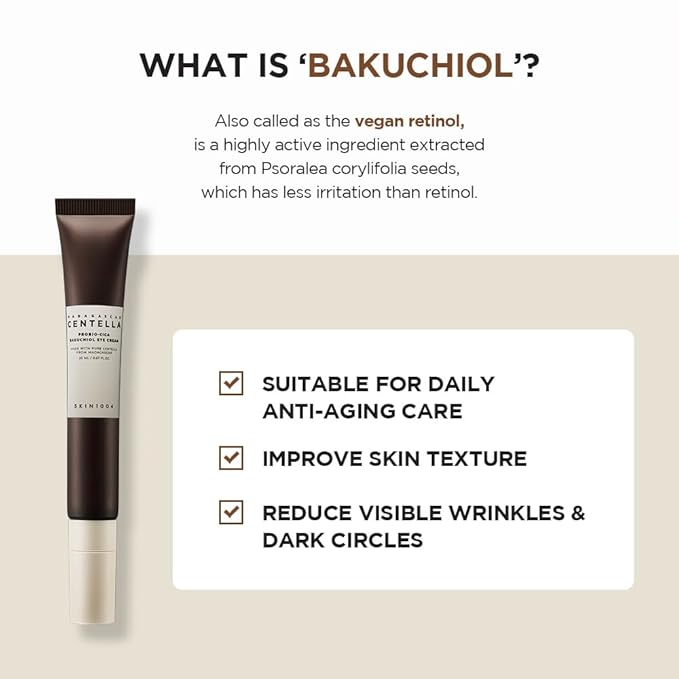 SKIN1004 Centella Probio-Cica Bakuchiol Eye Cream 0.68 fl.oz, 20ml, Korean Eye Cream with Bakuchiol & Centella, Hydrating Eye Treatment for Eye Area Care, Retinol Alternative, Vegan, Korean Skin Care