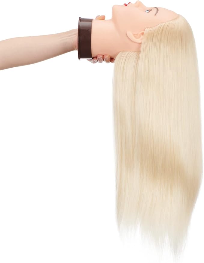 Hairingrid 26"-28" Mannequin Head Hair Styling Training Head Manikin Cosmetology Doll Head Synthetic Fiber Hair and Free Clamp Holder (R71919W61320)