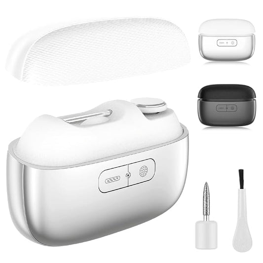 Electric Nail Grinder, 2 Speeds Electric Nail Clipper with LED Light, Multifunctional Nail Care Kit for Home and Travel, Portable Manicure Set for Seniors, Gentle Nail Trimmer for Adults (White)