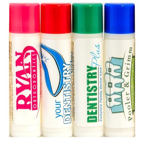 Custom Dental Office Lip Balm with Personalized Labels | Patient Care Gift 100 Pack | Dental Practice Supplies