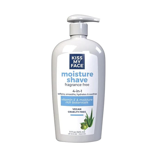 Kiss My Face Moisture Shave 11 Ounce Fragrance-Free 4-In-1 Pump, 11 Fl Oz (Pack of 3)