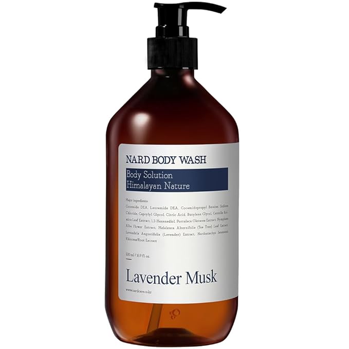 BOUQUET GARNI NARD Body Wash - Lavender Musk 16.9 fl. oz. / Rich Foam Cleanser with 5 Herbal Extracts, AHA & Pore Purifying Agents