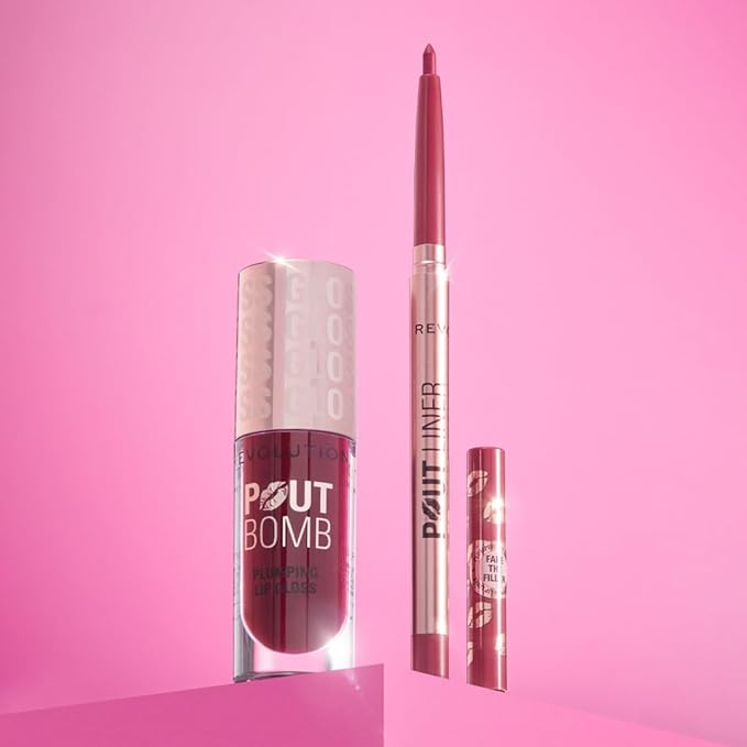 Revolution Beauty, Pout Bomb Plumping Lip Liner, Long Lasting Lip Shaper with Hyaluronic Acid & Vitamin E, Vegan & Cruelty-Free, Cool-Toned Pink