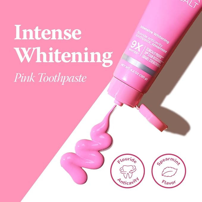 HIMALAYA PINKSALT Intensive Whitening Toothpaste - Teeth Whitening, Deep Stain Remover with Fluoride, Appropriate for Sensitive Teeth, Peroxide Free, Pink Toothpaste - Spearmint Flavor, 4.2 oz