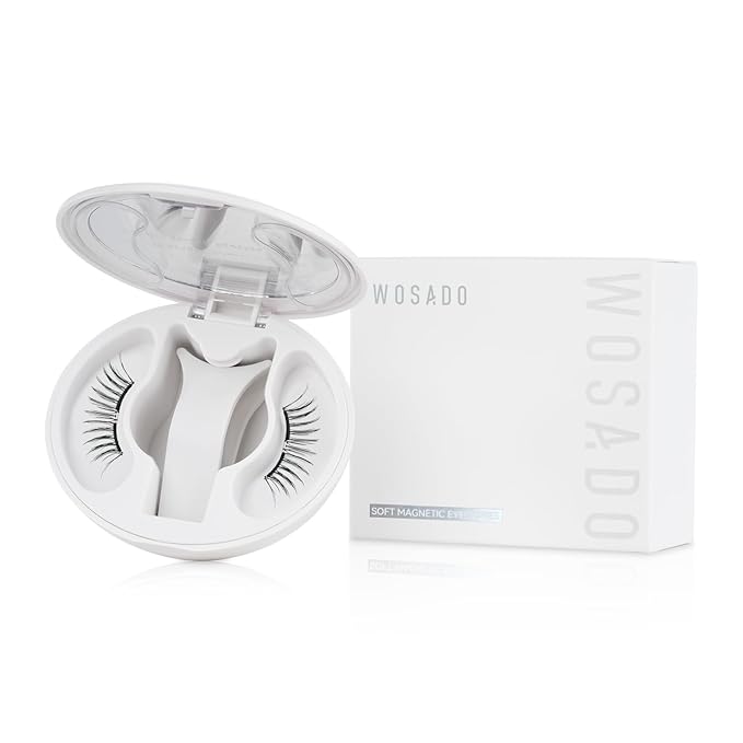 WOSADO Soft Magnetic Eyelashes [No.15 Glaze Black] 21.5mm with Applicator Kit, Reusable Glue-free Wispy Magnetic Lashes, Cruelty-free False Lashes, Waterproof, Lightweight, Suit for Heavy Makeup