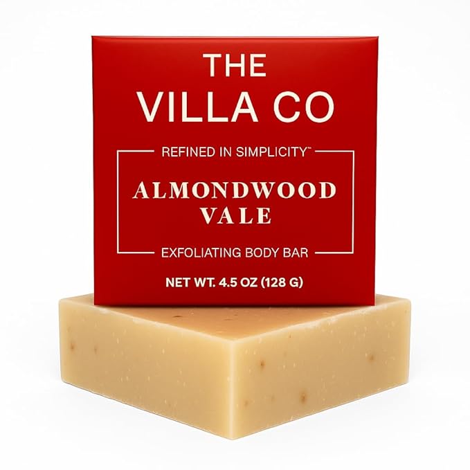 The Villa Co - Almondwood Vale | 4.5oz Exfoliating Body Bar for Women & Men | Artisan Made in USA | Natural Ingredients