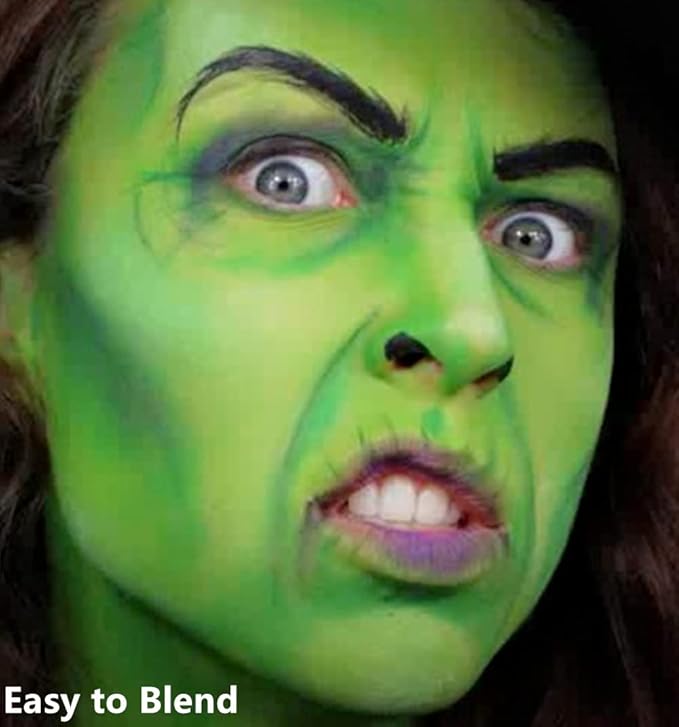 Go Ho Cream-Blendable Amazon Green Face Paint Stick (1.06 Oz),Full-coverage Amazon Green Body Paint for Adults Children Halloween Cosplay SFX Makeup,Waterproof Green Eye Black Stick