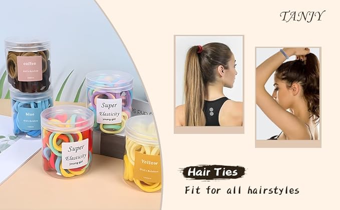 100 Pcs Seamless Hair Ties Ponytail Holders - No Damage Accessories for Thick Hair, Women, Girls, Men - Green