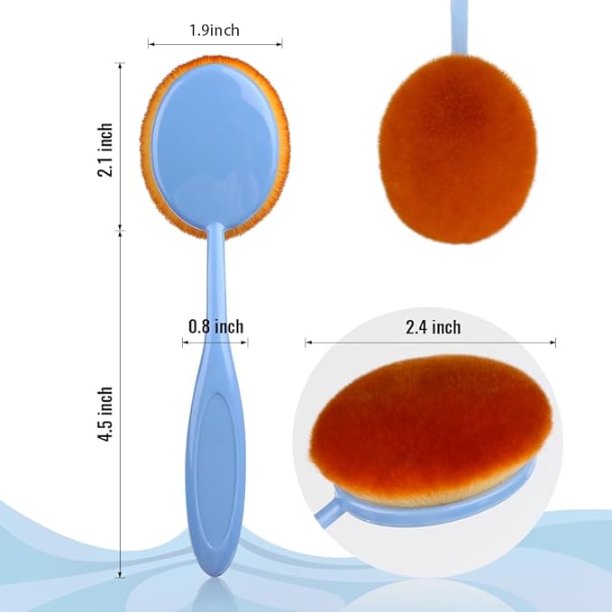 Yoseng Oval Foundation Brush, Large Toothbrush Makeup Brushes Fast Flawless Application Liquid Cream Powder Foundation,Sunscreen Applicator for Kids（Blue)
