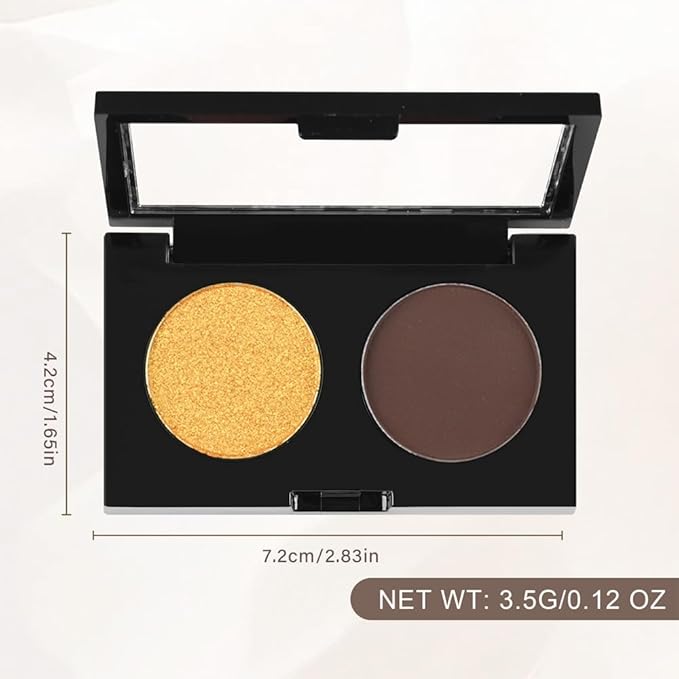 Duo Eye Shadow Powder，Gold Shimmer Brown Matte Eyeshadow Makeup Palette，Neutral Shades Eyeshadow Palette for Woman Daily Eyes Looks，Highly Pigmented，Smooth, Blendable，sombras de ojos, Cruelty-Free 08