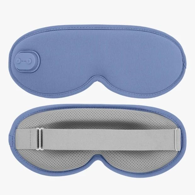 Menorelief Eye Mask, Menorelief Under Eye Mask with Massage Travel Case, Light Blocking 3D Sleeping Eyes Masks with Adjustable Heat, Better Sleep, Men & Women (Blue)