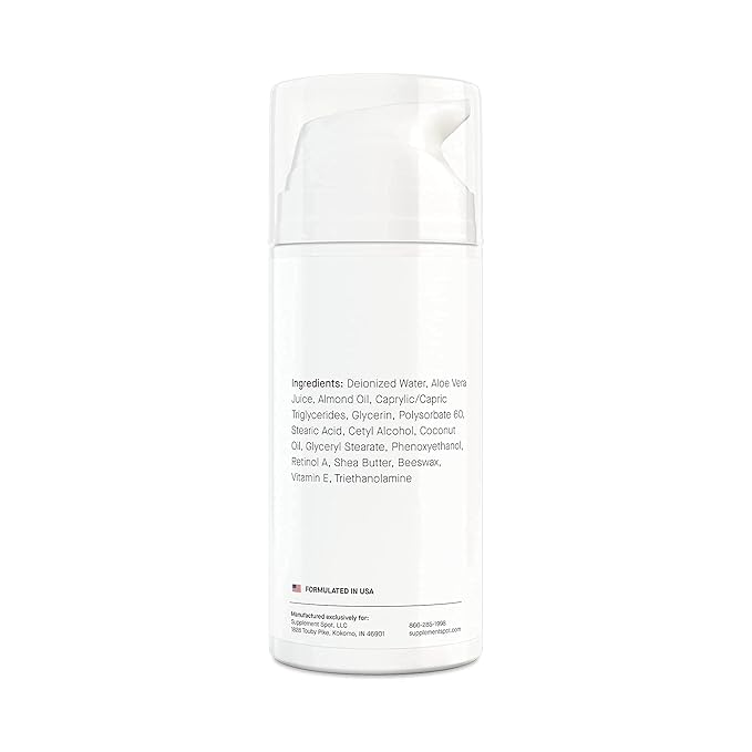 Supplement Spot Advanced Retinol A Cream - Moisturizer w/Vitamin E, Coconut & Almond Oil- Retinol Daily Anti-Aging Cream for Face – for Smoother Looking Skin (3.4 oz)