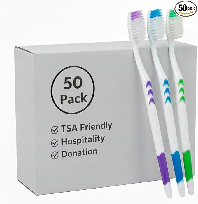 Trail maker 50 Pack 39 Soft Bristle Head Toothbrushes Multi Color - Hotels, Charity, Family Size