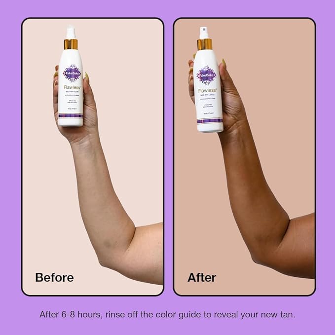 Fake Bake Flawless Self-Tanning Liquid Streak-Free, Long-Lasting Natural Glow For All Skin Tones - Sunless Tanner Includes Professional Mitt For Easy Application, Black Coconut Scent - 6 oz