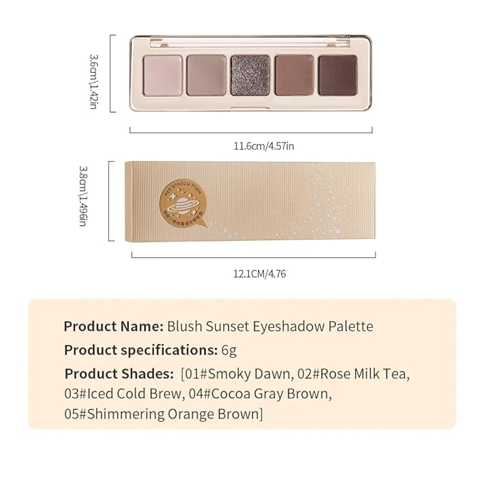 Neutral Eyeshadow Palette 5 Colors, Nude Brown Matte & Subtle Shimmer Shades, Highly Pigmented Blendable Long-Lasting Powder, Smooth No-Fallout Daily Eye Makeup Palette for Work and Natural Looks-C04