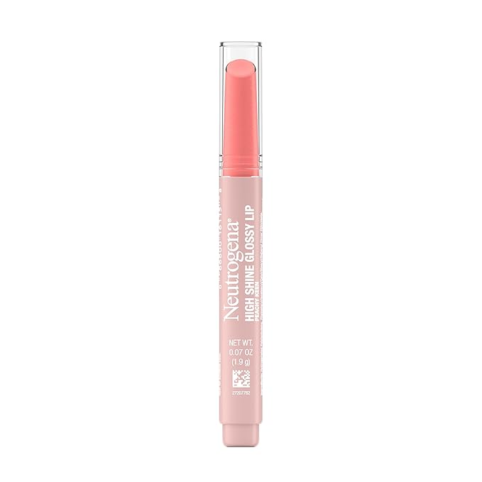 Neutrogena High Shine Glossy Lip with Maracuja Oil + Vitamins & Antioxidant Vitamin E, Nourishing Glossy Lip, Non-Retractable, Pigmented For Buildable Color, Peachy Keen, 0.07 oz