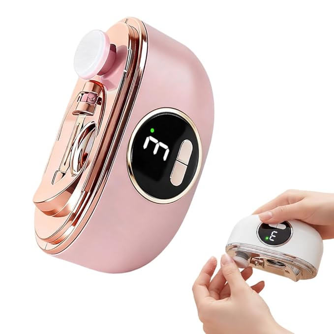 Electric Nail Clippers, 2026 New 2 in 1 Electric Nail Trimmer Polisher with 3 Adjustable Speeds, Automatic Nail Care for Seniors, Adults (Pink)