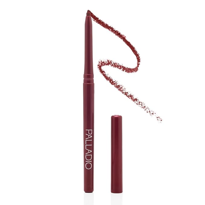 Palladio Retractable Waterproof Lip Liner High Pigmented and Creamy Color Slim Twist Up Smudge Proof Formula with Long Lasting All Day Wear No Sharpener Required, Raisin, 1 Count