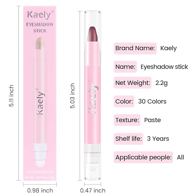 2in1 Shimmer Cream Eye Shadow Stick-Orchid Shimmer, Eyeliner Pencil Eyeshadow Palette Makeup, Waterproof Long Lasting Brightener, Crease Proof & Smudge Resistant, Cream Eyeshadow with Built-in Smudger