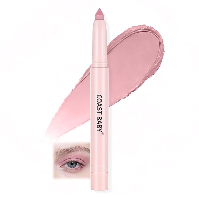 2in1 Cream Eye Shadow Brightener Sticks for Eyes, Neutral Highlighter High Pigmented Makeup with Blending Brush Built-in Sharpener, Long Lasting Eye Makeup sombras en crema para ojos #Gray Rose