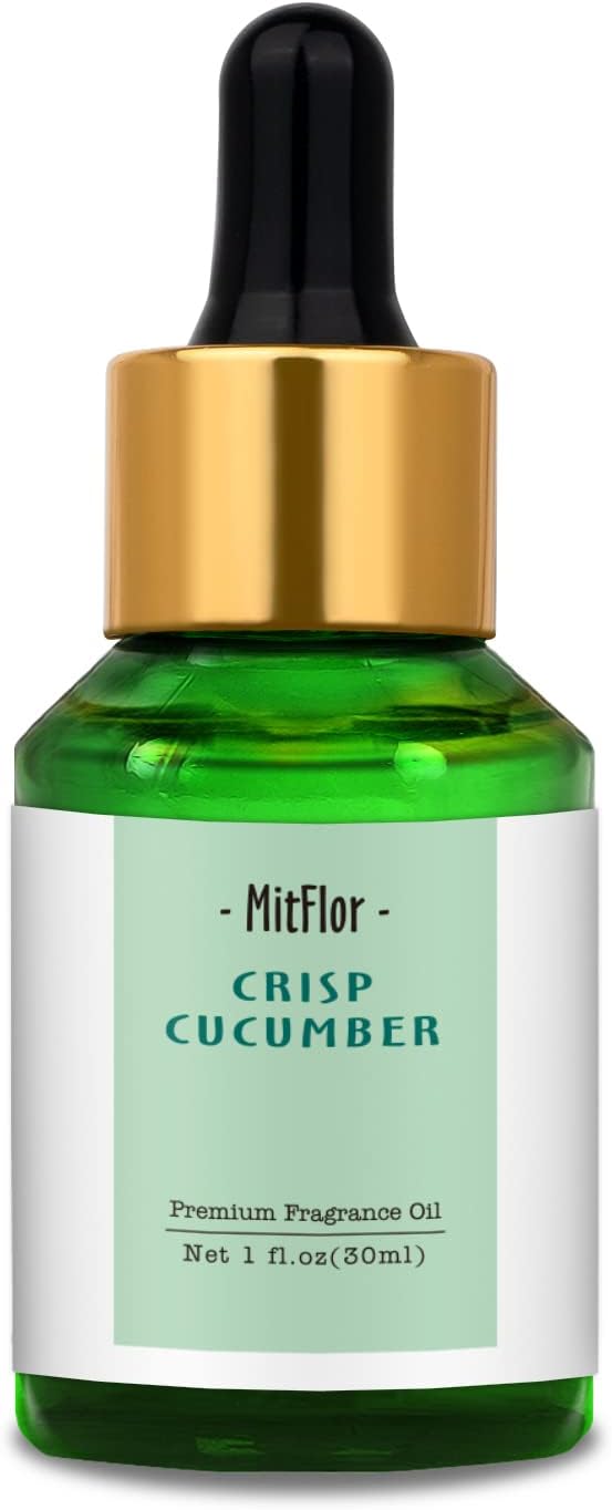 Crisp Cucumber Fragrance Oil, MitFlor Single Scented Oil, Large Size Premium Grade Fragrance Oil for Soap & Candle Making, Summer Aromatherapy Oil, Fresh Fruity Scent for Home Fragrance, 30ml
