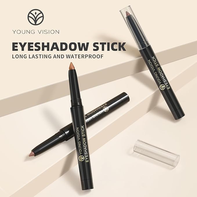 YOUNG VISION Eyeshadow Stick, Shimmer and Matte Cream Eye Shadow Brightener Sticks Eyeliner Pencil Crayon, Waterproof Long Lasting Eye Highlighter Stick Makeup,0.056 Oz(#3-Desert) (12)