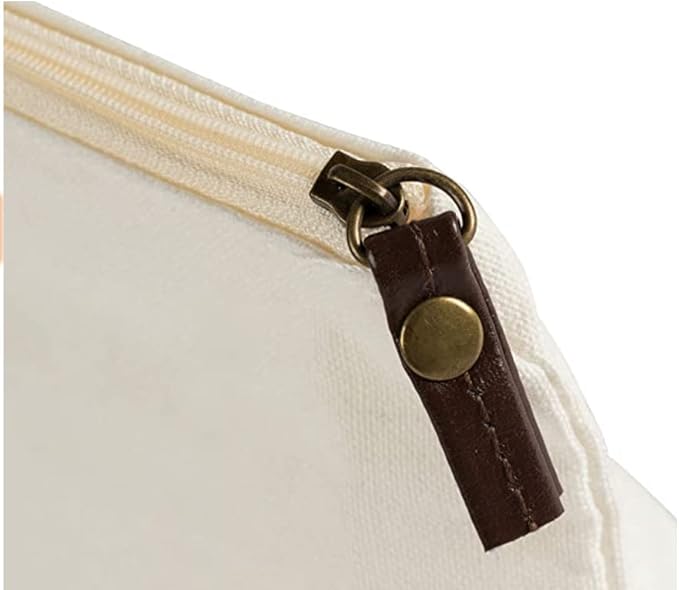 Juvale 6 Pack Canvas Makeup Bags with Zipper - 11.75 x 5.5 In White Cotton Canvas Makeup Bag Set for Toiletries and DIY Crafts